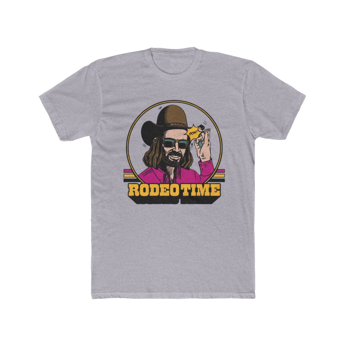 Dale Brisby Tee, Hat Flick, Turquoise with Neon Rodeo Time - alternate angle 4, merchandise
