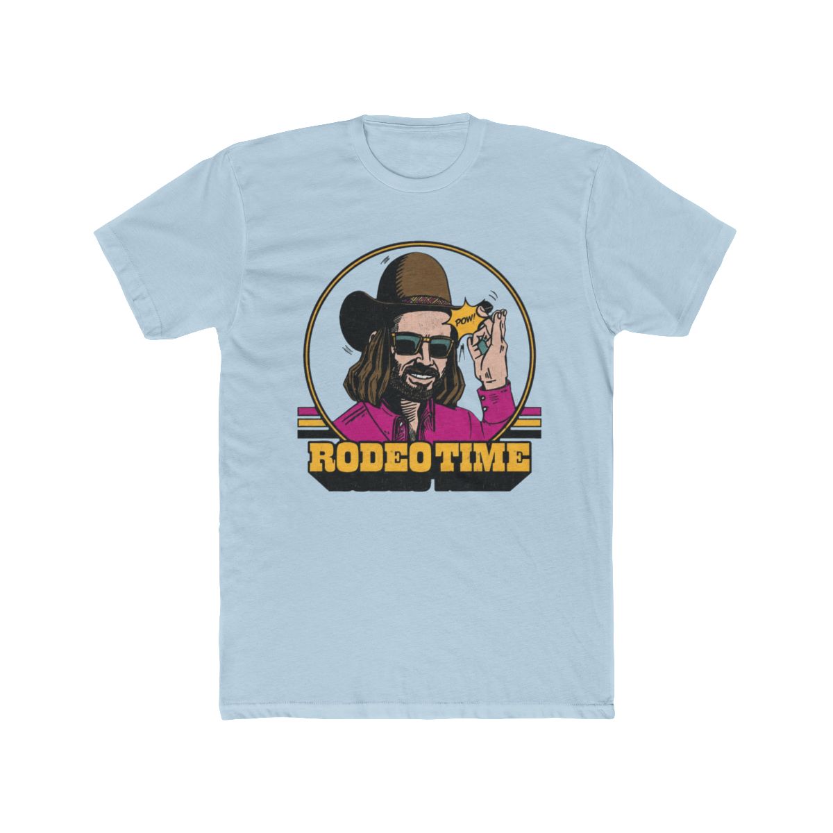 Dale Brisby Tee, Hat Flick, Turquoise with Neon Rodeo Time